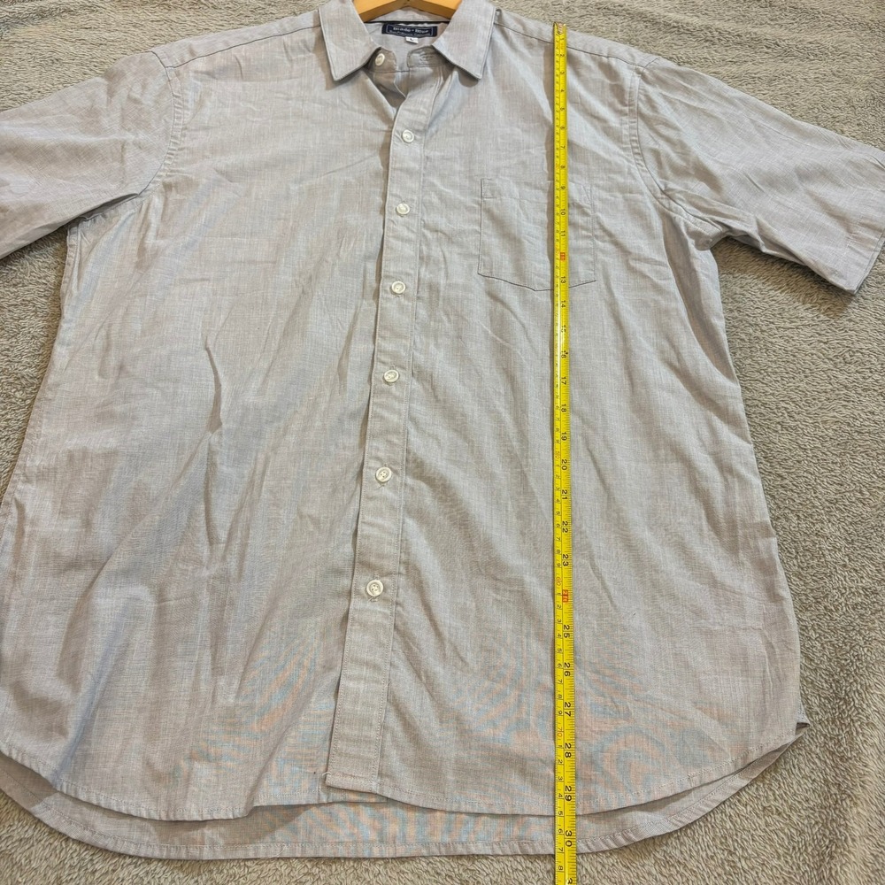 Blade + Blue Mens Short Sleeve Button Down Shirt Grey Micro Check Large SF USA - Picture 7 of 11